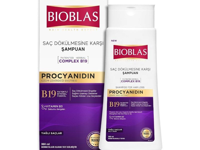 🛍️ Bioblas Procyanidin Şampuan – Saç Dökülmesine Karşı, Üzüm Çekirdeği Ekstraktlı, Bitkisel Kompleks B19, Yağ Dengeleyici, 360 ml