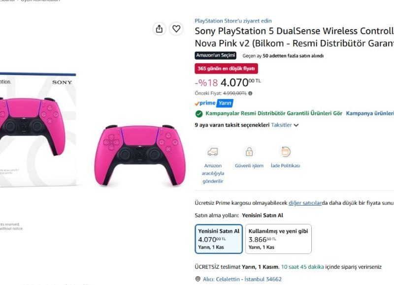 Sony PlayStation 5 DualSense Wireless Controller Oyun Kolu – DS Nova Pink v2 (Bilkom – Resmi Distribütör Garantili)