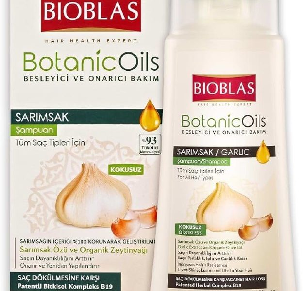 Bioblas Sarımsak Özlü Saç Dökülmesine Karşı Bitkisel Şampuan – Organik Zeytinyağlı, Kompleks B19, Güçlendirici & Onarıcı Etki, 360 ml