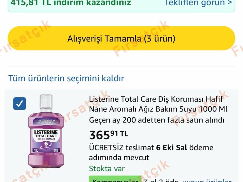 Listerine Total Care 1 Litre Ağız Bakım Suyu