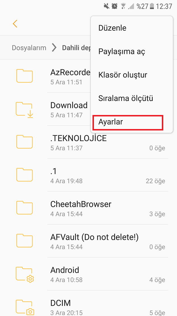 Samsung Gizli Dosya